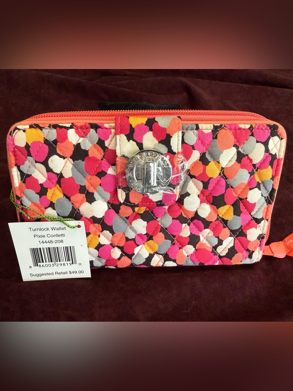 Vera Bradley Quilted Turnlock Wallet in Pixie Confetti